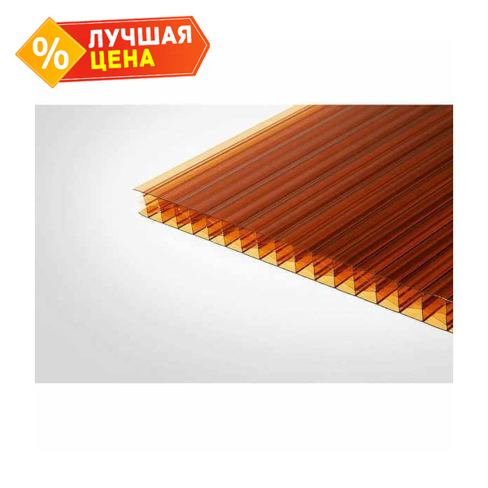 Сотовый поликарбонат 4 мм КОЛИБРИ янтарь 2100х12000 мм