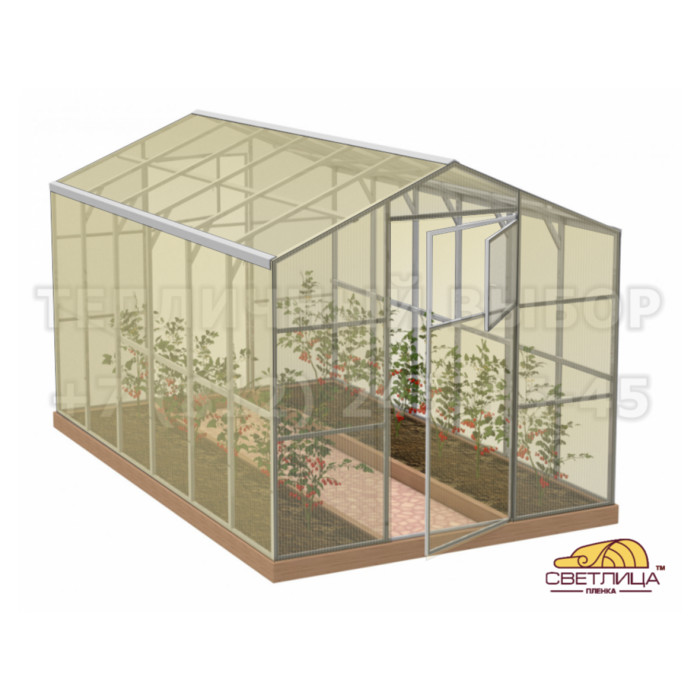 Теплица с пленкой Светлица Усиленная Домиком 2,3х4 h=2.1 м профиль 25х25 мм