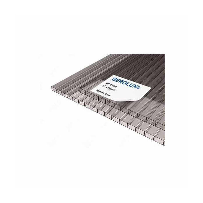 Сотовый поликарбонат 4 мм BEROLUX серый 2100х12000 мм