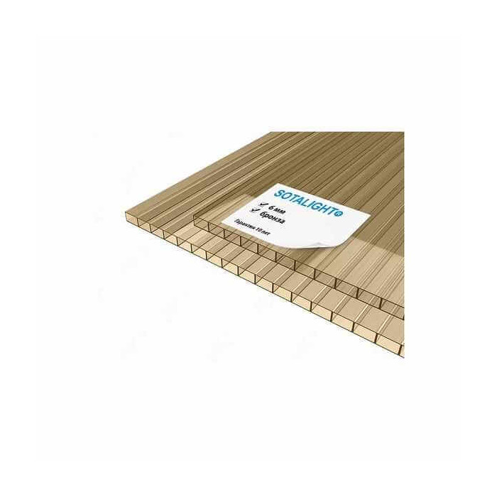 Сотовый поликарбонат 6 мм SOTALIGHT бронза 2100х6000 мм